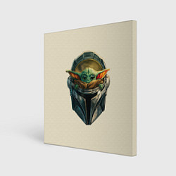 Холст квадратный Малыш Грогу внутри шлема Мандалорец, цвет: 3D-принт