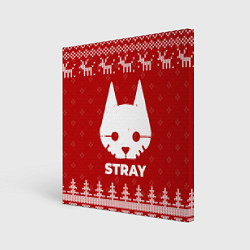 Холст квадратный Новогодний Stray с оленями, цвет: 3D-принт