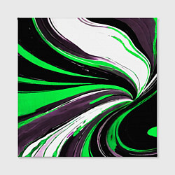 Холст квадратный Волнистые чёрно-зелёные линии на белом фоне, цвет: 3D-принт — фото 2