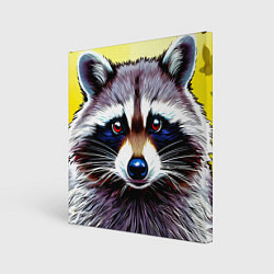 Холст квадратный Голова енота, цвет: 3D-принт