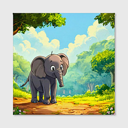Холст квадратный Слоненок в лесу, цвет: 3D-принт — фото 2