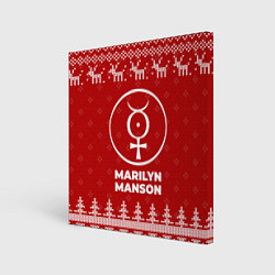 Холст квадратный Новогодний Marilyn Manson с оленями, цвет: 3D-принт