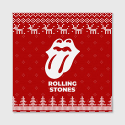 Холст квадратный Новогодний Rolling Stones с оленями, цвет: 3D-принт — фото 2