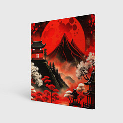 Холст квадратный Япония природа в красном цвете, цвет: 3D-принт