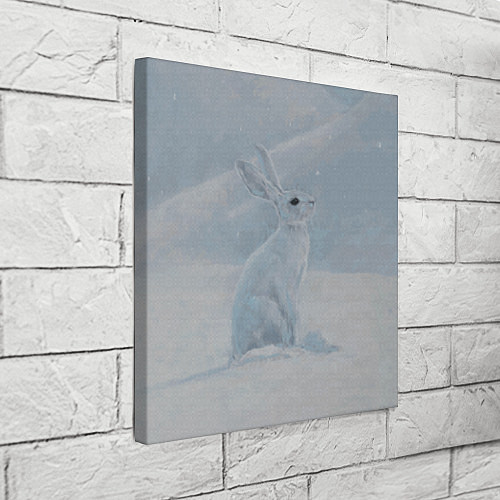 Картина квадратная Заяц среди снега / 3D-принт – фото 3