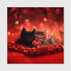 Холст квадратный Влюбленные котята с сердечком, цвет: 3D-принт — фото 2