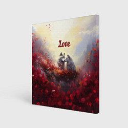 Холст квадратный Love волк и волчица, цвет: 3D-принт