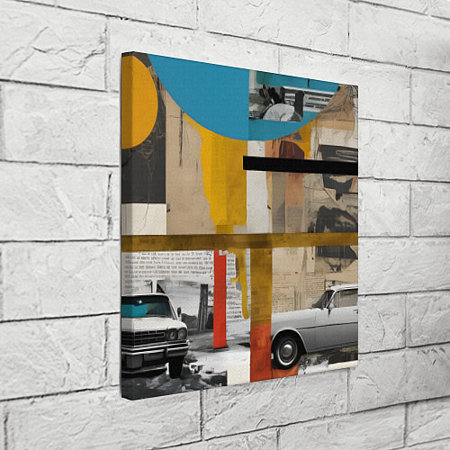 Картина квадратная Ретро коллаж с автомобилем / 3D-принт – фото 3