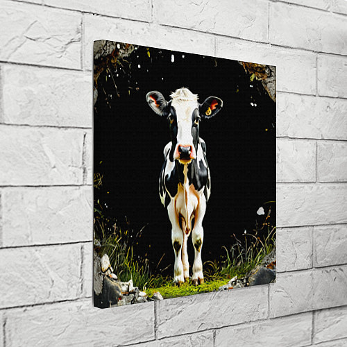 Картина квадратная Корова на черном / 3D-принт – фото 3