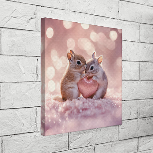 Картина квадратная Влюбленные белочки с сердечком / 3D-принт – фото 3