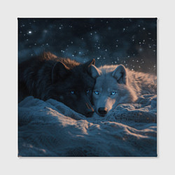Холст квадратный Влюбленные волки лежат вместе, цвет: 3D-принт — фото 2