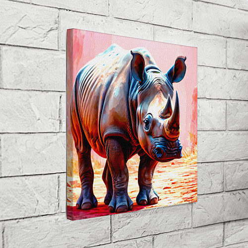 Картина квадратная Носорог в розовом / 3D-принт – фото 3