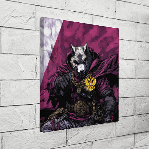 Картина квадратная Волк с золотым гербом РФ / 3D-принт – фото 3