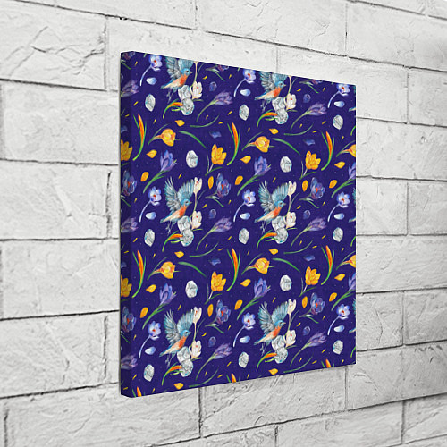 Картина квадратная Зяблик и крокусы / 3D-принт – фото 3