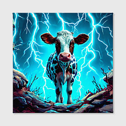 Холст квадратный Корова в разрядах молнии, цвет: 3D-принт — фото 2
