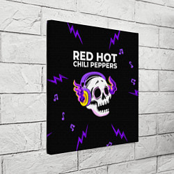 Холст квадратный Red Hot Chili Peppers неоновый череп, цвет: 3D-принт — фото 2
