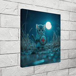 Холст квадратный Котенок выходит на тропу войны, цвет: 3D-принт — фото 2