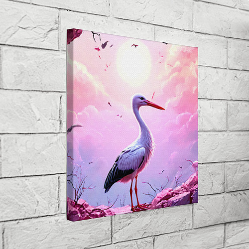 Картина квадратная Аист в розовых облаках / 3D-принт – фото 3