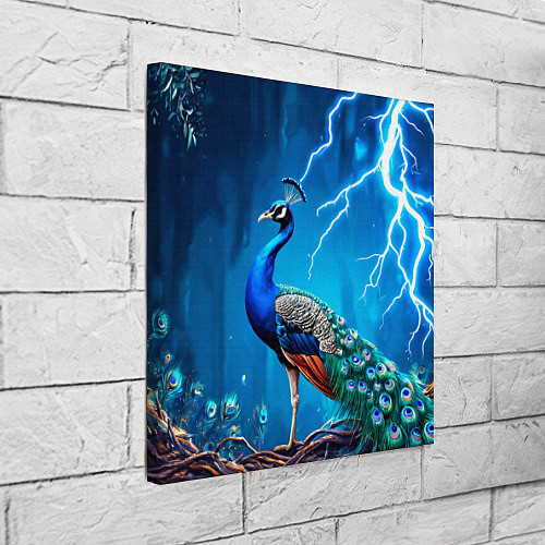 Картина квадратная Павлин и молния / 3D-принт – фото 3
