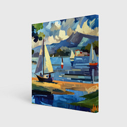 Холст квадратный Средиземноморский пейзаж, цвет: 3D-принт