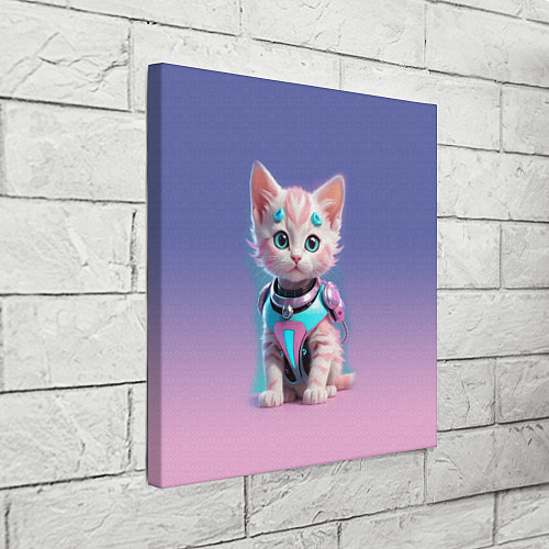 Картина квадратная Милый котёнок - киберпанк милашка / 3D-принт – фото 3