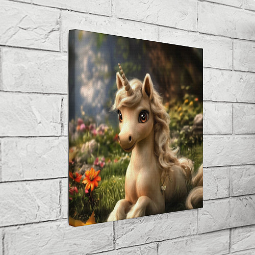 Картина квадратная Единорожка кофейного цвета / 3D-принт – фото 3