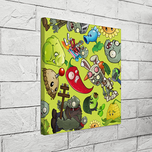 Картина квадратная Растения против зомби с героями / 3D-принт – фото 3
