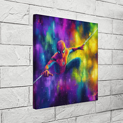 Холст квадратный Человек - паук радужные краски, цвет: 3D-принт — фото 2