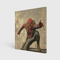 Холст квадратный Человек-паук готов спасать мир, цвет: 3D-принт