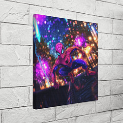 Холст квадратный Человек-паук и фиолетовый свет, цвет: 3D-принт — фото 2