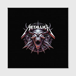 Холст квадратный Metallica - cool skull with horns, цвет: 3D-принт — фото 2