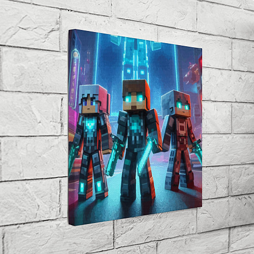 Картина квадратная Minecraft - ai art neon glow / 3D-принт – фото 3