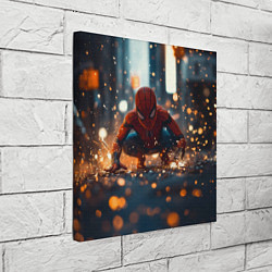 Холст квадратный Человек паук и золотая пыльца, цвет: 3D-принт — фото 2