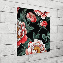 Холст квадратный Пионы винтажный узор, цвет: 3D-принт — фото 2