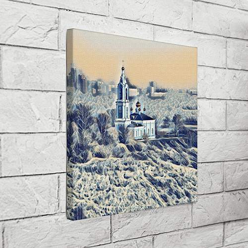 Картина квадратная Храм на фоне современного города / 3D-принт – фото 3