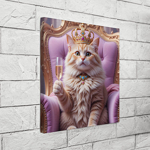 Картина квадратная Кот с короной и шампанским / 3D-принт – фото 3