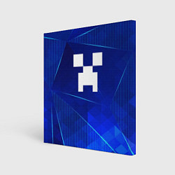 Холст квадратный Minecraft blue poly, цвет: 3D-принт