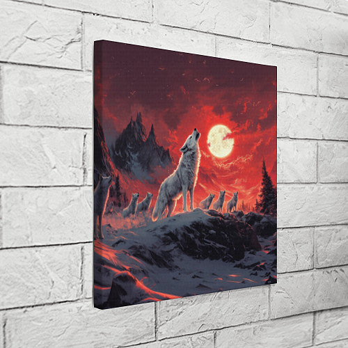 Картина квадратная Волк воет на красную луну / 3D-принт – фото 3