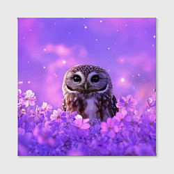 Холст квадратный Сова в фиолетовых цветах, цвет: 3D-принт — фото 2
