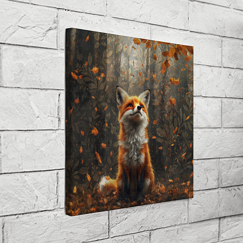 Картина квадратная Довольный лис в лесной чаще / 3D-принт – фото 3