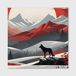 Холст квадратный Лиса и красные горы, цвет: 3D-принт — фото 2