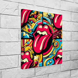 Холст квадратный Rolling Stones logo - pop art pattern, цвет: 3D-принт — фото 2