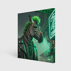 Холст квадратный Cyperpunk zebra, цвет: 3D-принт