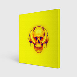 Холст квадратный Yellow bananas skull - cyberpunk, цвет: 3D-принт