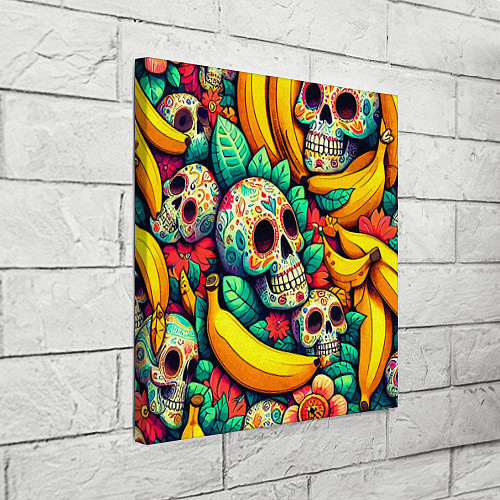 Картина квадратная Паттерн из черепов и бананов - нейроарт / 3D-принт – фото 3
