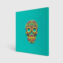 Холст квадратный Цветочный череп, цвет: 3D-принт