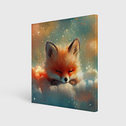 Холст квадратный Лисенок спит на облаке, цвет: 3D-принт