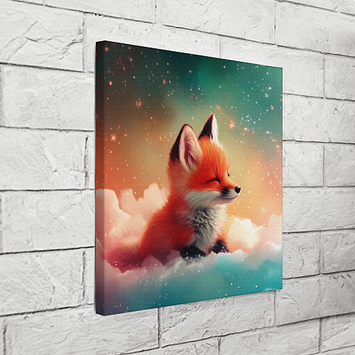 Картина квадратная Милый лисенок спит на облаке / 3D-принт – фото 3