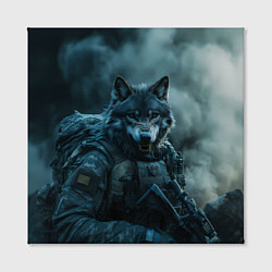 Холст квадратный Волк солдат, цвет: 3D-принт — фото 2