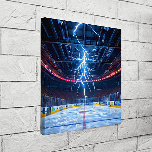 Картина квадратная Удар молнии в хоккейную площадку / 3D-принт – фото 3